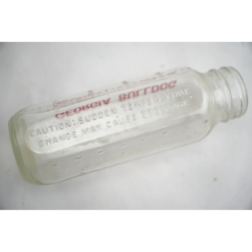 Evenflo‎ Baby Bottle Infant 8oz Clear Georgia Bulldog Vintage Glass